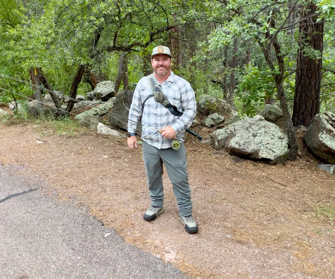Douglas French fly fishing on a Mogollon Rim trout stream in Arizona.